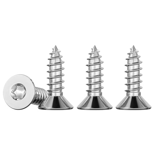 Drenky Tornillos Para Madera Acero Inoxidable 304 Autorroscantes Cabeza Plana M5 X 12 Rosca Completa, Con Cabeza Avellanada, Plata, Universales Roscachapas, 50 Piezas, TX25