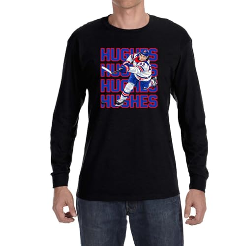 Tenacious Tops Long Sleeve USA Quinn Hughes Text Pic Shirt T-Shirt Adult Large Black