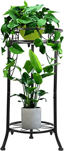 DanDiBo Sgabello Per Fiori In Metallo Nero, Rotondo, 50-70 Cm, Tavolino Da Tavolo 96316 Con