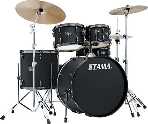 Tama Imperialstar Ie52C 5-Piece Complete Drum Set With Snare Drum And Meinl Cymbals - Blacked Out Black #TOP15