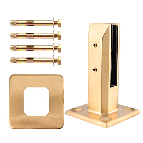 OSKOE Holder and Steel Balustrade Spigot Free Use Screw Tool Daily Railing Clamp Brackets Stairs Glass Fence Balcony Clamp, Floor Golden Post Lid Bracket with Pool Screwgolden