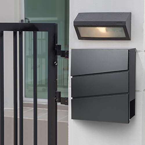 Lockable Mailboxes with Keys,Outdoor Wall Mounted Mail Box with Large Capacity,14 3/10\" x 4 1/10\" x 13\",Black - Thumbnail 6