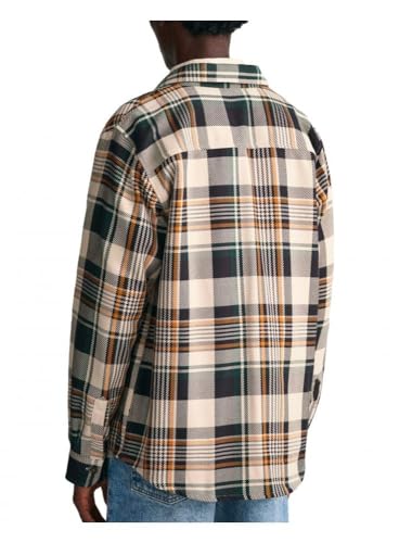 GANT Men's Heavy Twill Check Overshirt Putty L