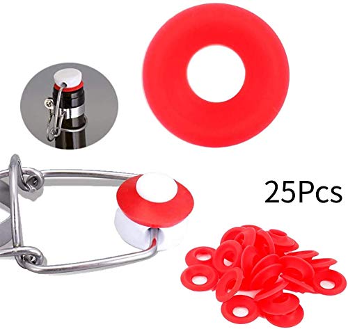 25 PCS Silicone Rubber Gaskets Washer for Swing Flip Bottle Hat Shaped Swing Top Washers Leak proof Seal Gasket Replacements for Home Brew Beer Soda Bottle Sealing