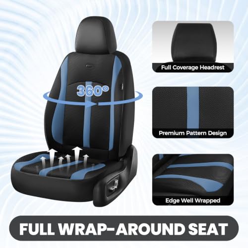 Image of FLORICH Front Car Seat Covers, Breathable Mesh Automotive Seat Cover, Universal Seat Covers Car Interior Protectors Cushion for Most Cars&SUV-Blue