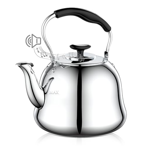 Image of 2L Whistling Stovetop Tea Kettle - Food Grade Stainless Steel Teapot with Fast Boil, Wide Mouth, Folding Handle, Ideal for Stove Top – Perfect for Tea, Coffee & Hot Water, Mirror Finished