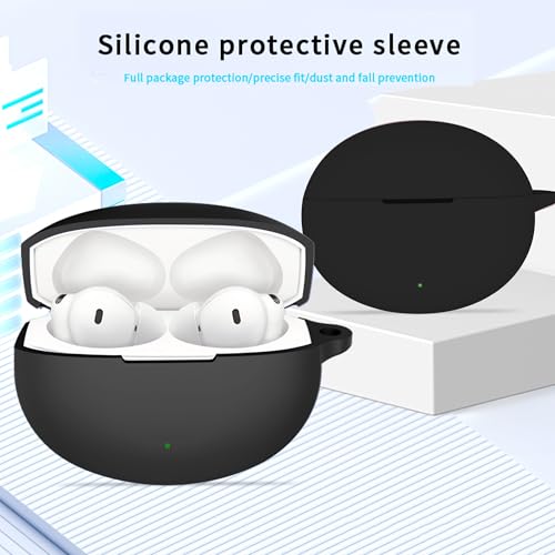 Image of Compatible with OnePlus Buds 4 Case Cover,Shock-Proof,Premium Silicone with Keychain,Lanyard,Cleaning Accessories-Black