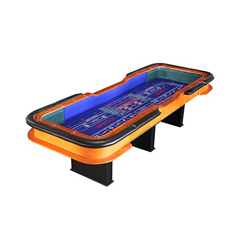 Penau 12 Ft Craps Table, Full Drink Rail, Padded Cushion Rim Cover with Vinyl, Pyramid Dice Rubber Ends for Comfort, Large Wood Game Table, 136.6 x 48.4 x 35.4 Inchs, Blue