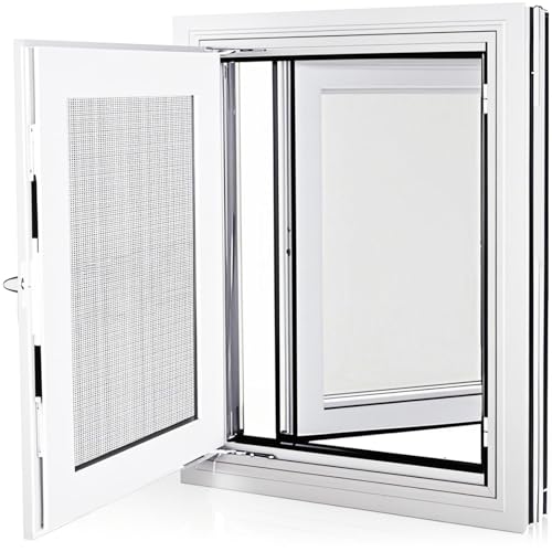 35x24 Casement Basement Egress Window, Aluminum Casement Windows with Double Tempered Insulated Glass & Screen, Customizable size/color, Home Bathroom Ventilation Replacement Window - Left - White