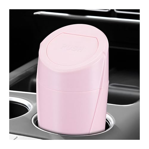YTFRL Car Trash Can Bin with Lid Leakproof Portable Garbage Trash Bin Mini Cup Holder Organizer Automotive Interior Dustbin Multipurpose Storage Container for Car Home Office (Pink)