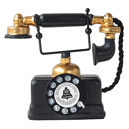 Téléphone décoratif vintage noir avec accessoires de téléphone antiques rétro