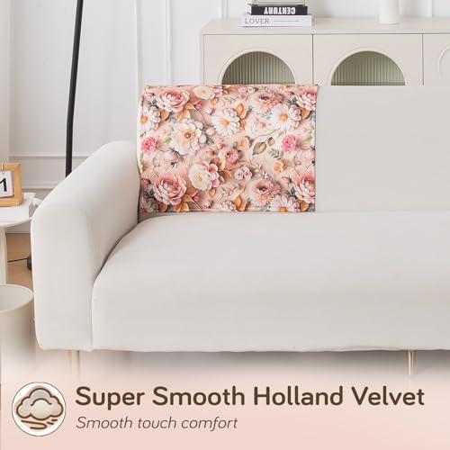 Image of HOKIPO 'Nature Muse' 1 PC Backrest Mat for Sofa Cover | Premium HD Printed Holland Velvet Mat, Rose Symphony (IN-922-L-D5)