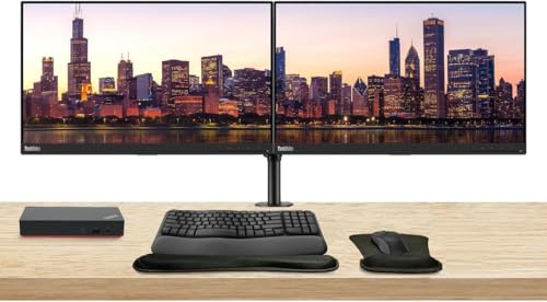 Image of Lenovo ThinkVision T22i 22-inch 1920 x 1080 LED FHD LCD, 2-Pack Bundle with HDMI, DisplayPort, USB Hub, Dual Monitor Stand, ThinkPad USB-C Dock, MK670 Wireless Keyboard and Mouse, Gel Wrist Pad