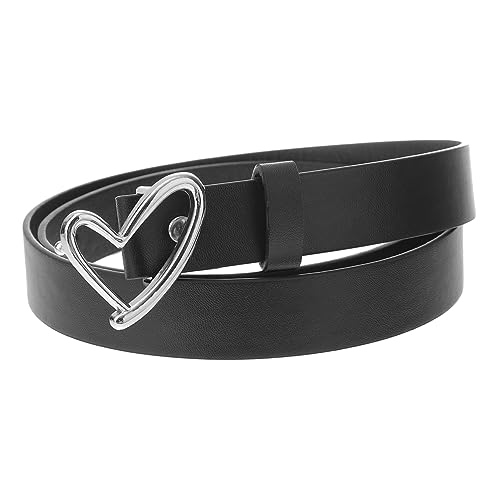 BESTYASH cinturón de mujer con hebilla love cinturón mujer cinturones de mujer women cinturon mujer cinturones mujer cinturón con hebilla vestido de mujer cinturón imitación de cuero Black