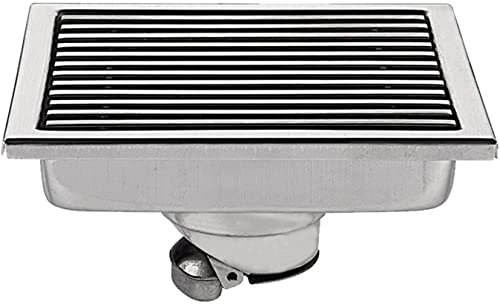 Drenaje Desagüe de ducha con colador de pelo, desagüe de piso de ducha cuadrado SUS304 con cubierta extraíble, escurridor de piso for cocina, baño, garaje y sótano (blanco: cepillado, tamaño: 11 cm (4
