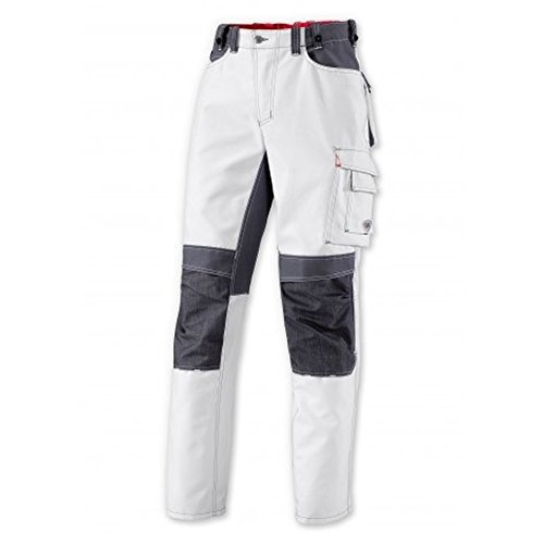 BP Workwear 1789-555-21 Arbeitshose - Gummizug im Rücken - Bundfalten - Normale Passform - Größe: 52n - Farbe: weiß/dunkelgrau