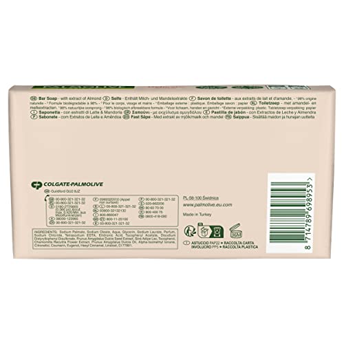 Palmolive Naturals Jabón, Leche de Almendras, 3 Unidades