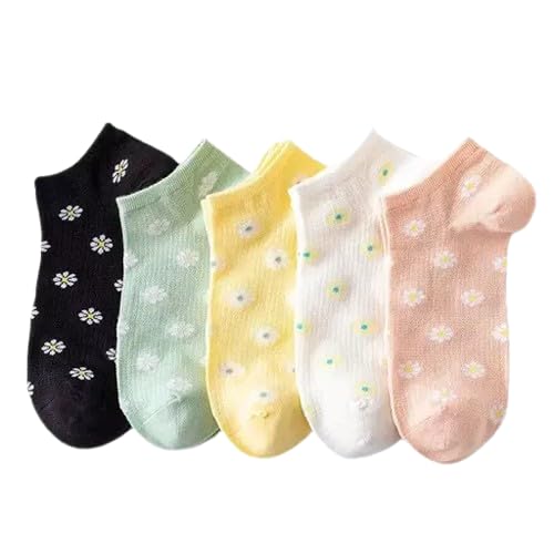 bahuzo Ankle Socks for Women, Multicolour Floral Design, Cotton Blend, 5 Pair Pack, free Size-picture-23