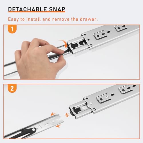 Probrico 5 Pairs 20 Inch Rear/Side Mount Drawer Slides with Rear Mounting Brackets, Heavy Duty Ball Bearing Soft Close Drawer Glides, 3 Folds Full Extension Dresser Drawer Runners by Probrico - Image 4