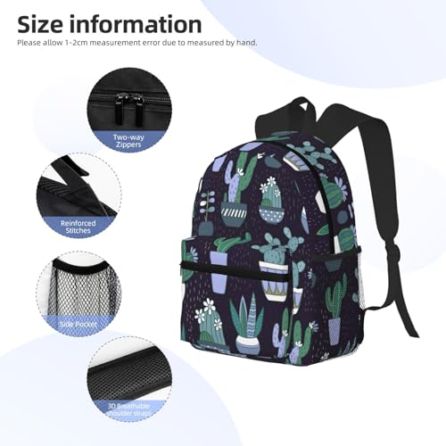 Sac à dos imprimé cactus noir polyvalent et confortable pour un usage quotidien