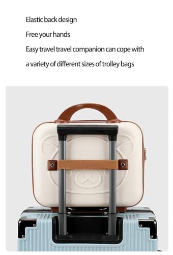 Image of Makeup Case Suitcase, Mini Bag, Mini Hard Shell Travel Luggage, Women Portable Water Proof Carrying Suitcase, Organizer Bag, Small Hard Shell Cosmetic Lugge Bag, Water Proof (D-Cream)