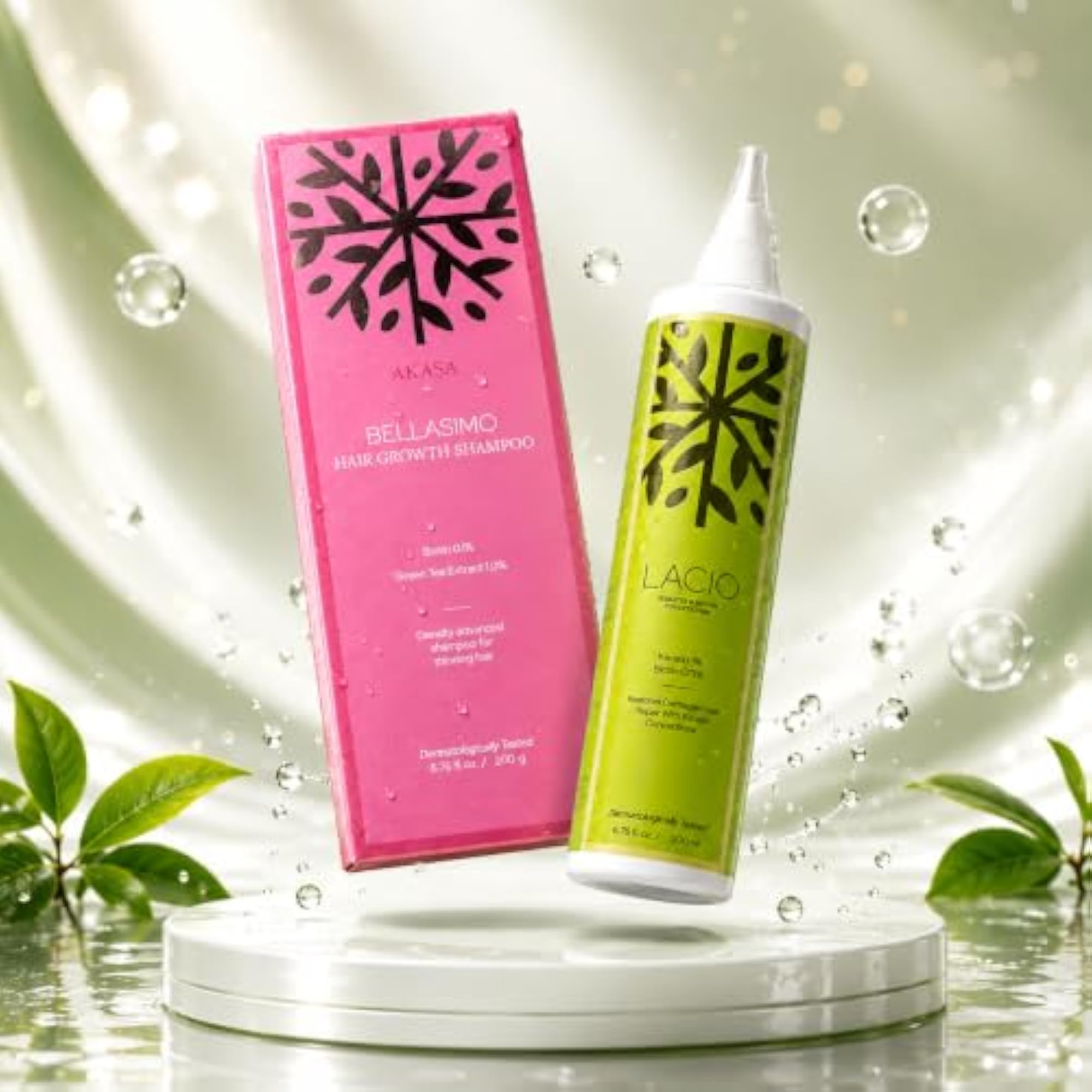 AKASA Bellasimo Hair Growth Shampoo & LACIO Keratin Biotin Conditioner Combo