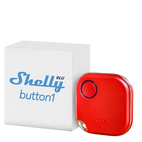 Shelly BLU Button1 - Rouge | Télécommande d'activation d'actions et de scènes Bluetooth | Domotique | Application iOS Android | Longue autonomie de la pile | Indicateur LED | Bipeur | Grande portée