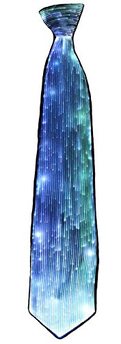 HolyThreads! Fiber Optic Tie (White Tie, 7 Colors) - Light Up Tie - Glow Tie (Medium)