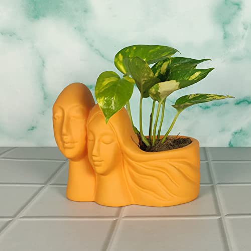 Image of Lasaki Couple Lily Ceramic Pots for Indoor Plants, Planters, Flower, Pots, gamla, Outdoor, Balcony, Home, Garden, Office Decor, Succulent Pot(L - 16 X W - 10 X H - 14.5 cm)(Plants not Included)