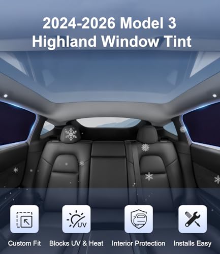 Image of Rear Side Window Shades for 2024-2026 Model 3 Highland, 2PCS | Custom Fit, Static Cling Installation, UV & Heat Reduction, Enhanced Privacy, Door-Friendly Design
