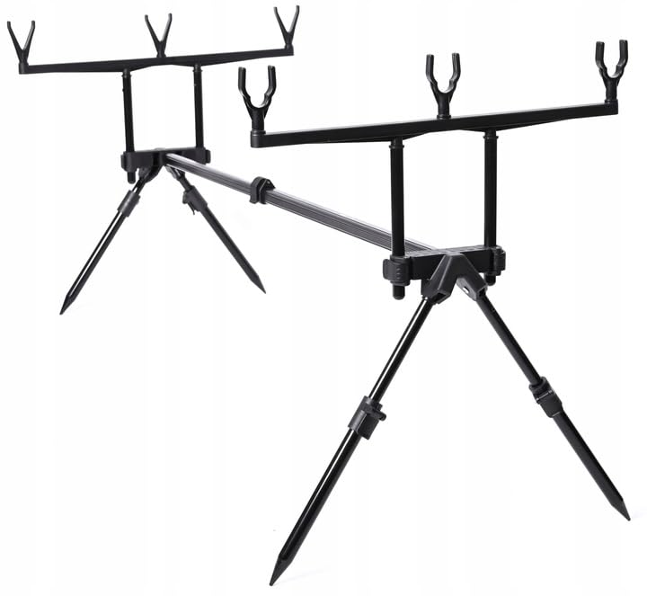 NECO Line Pro X Rod Pod – Karpfen Rutenständer für 3 Ruten – höhenverstellbar 27,5–55 cm, teleskopisch 65,5–115,5 cm – inkl. Transporttasche – Schwarz