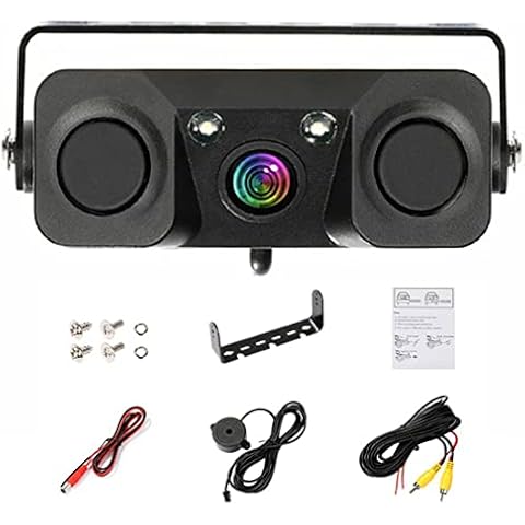 Polarlander 3 in 1 Rear View Camera Waterproof Video Parking Sensor Car Reverse Backup Camerawith 2 Radar Detector Sensors BiBi Alarm Cover