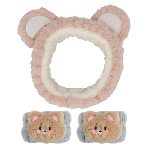 3 Piezas Diadema Maquillaje, Diadema Skincare, Cinta Pelo Mujer, Diademas De Moda Para Mujer, Diadema EláStica con MuñEqueras Para Lavarse La Cara, Ducharse, Hacer Deporte y Cuidar La Piel