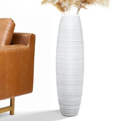 Image of Tall Floor Vase, 27.5 inches (70cm, 2.3FT) Floor Vase Sturdy and Luxurious,Tall Vases for Country Home Decor, Living Room, Resin White Vases