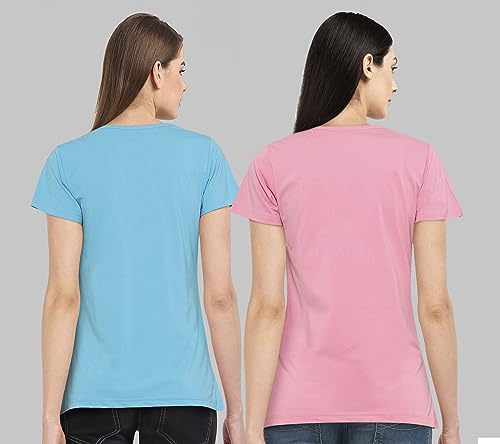 Image of Combo Women's T-Shirts, Cotton Half Sleeves Round-Neck Printed T-Shirt for Girls, & Women Tees (Pack of 2) 960-980-