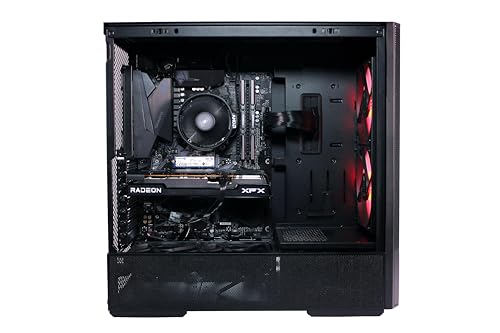 AMD Ryzen 5 5500, AMD Radeon RX 6600, 8GB (DDR4) RAM, 500GB NVME, Gaming Desktop Computer, Black Tower PC with Mesh Ventilation, red RGB, Upgradable.
