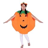 Unisex Adult Halloween Party Orange Pumpkin Cosplay Costume Party Clothes with A Hat