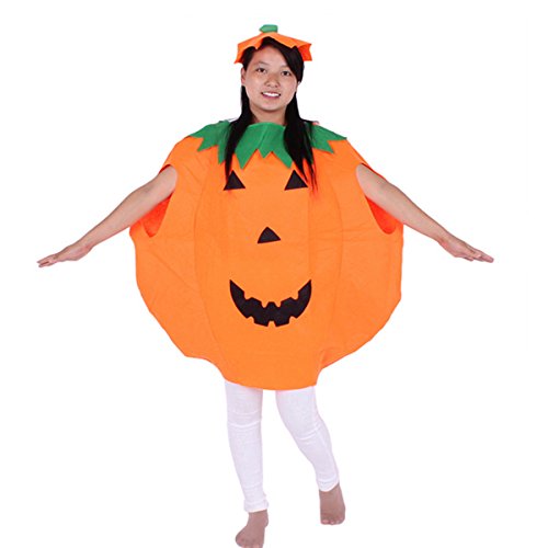 Unisex Adult Halloween Party Orange Pumpkin Cosplay Costume Party Clothes With A Hat #TOP26