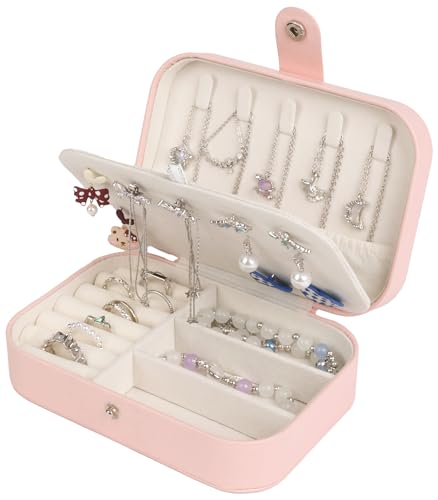 Travel Jewelry Case for Women Girls, Jewelry Box Organizer,6.3x4.3In,Pink