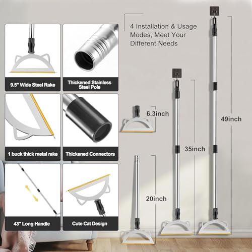 Image of Pet Hair Remover Set 49 inchAdjustable Long Handle Advanced Pet Hair Removal Tool Reusable Dog Cat Hair Remover,Pet Hair Removal Broom,Embedded Fur Removal from Low Pile Rugs Stairs