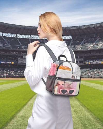Image of Clear Backpack for Stadium Events, 12x12x6 Small Clear Plastic bag with Reinforced Straps for Game Security Festival Concert