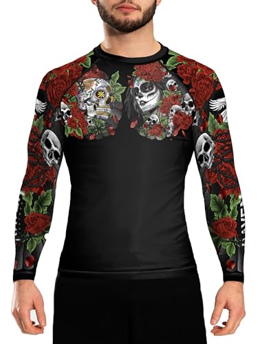 Rashguard BJJ combat au sol Raven Fightwear Calaveras y Rosas compression mma