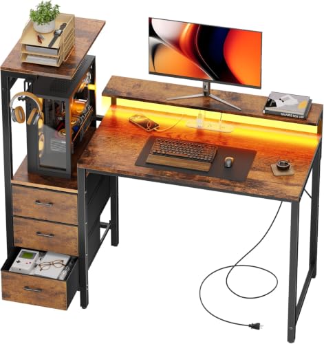 HLDIRECT Bureau gaming 44 po prise électrique support écran