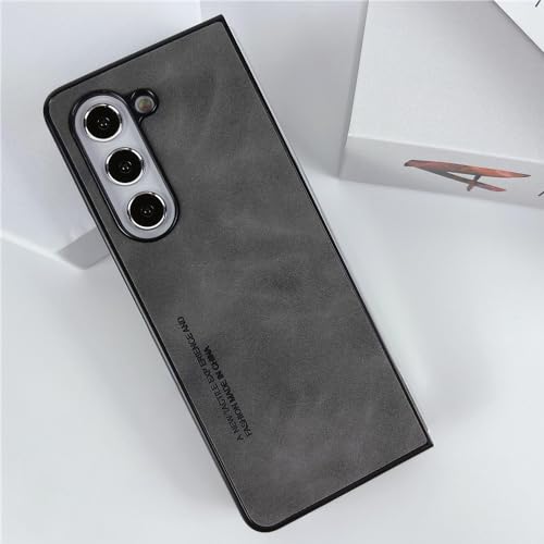 Coque Samsung Galaxy Z Fold 5 4 3 gris foncé : étui de téléphone antichoc en tissu PU mat