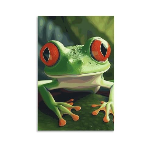 Impression sur toile grenouille mignonne BWQMNT décoration murale moderne pour maison et bureau