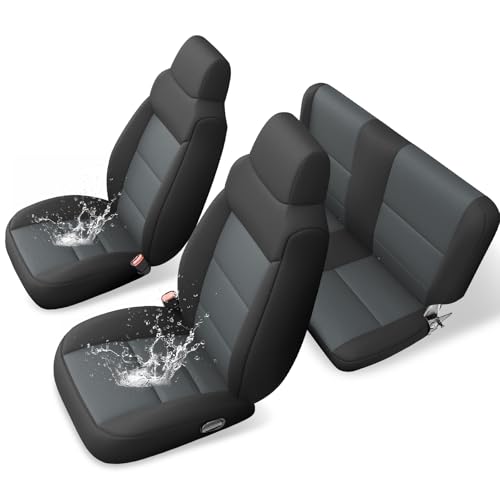 GIANT PANDA Neoprene Seat Covers for Jeep Wrangler TJ (2003-2006) Neoprene Waterproof Seat Covers Foam Padded Front & Rear Seat Covers(Black + Grey/Gray)