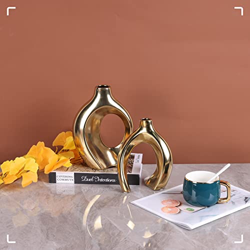 Coffee Table Ceramic Vase Room Decor Set Of 2 Boho Home Desk Kitchen Bathroom Decor Suitable For Wedding Dining Room Table Party Living Room Office Bedroom Housewarming Wedding Gift For Couples #TOP5