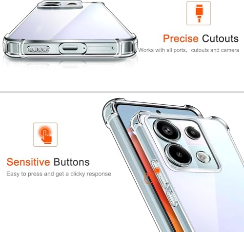 Image of Lustree Redmi Note 13 Pro 5G Back Cover Transparent Case | Clear TPU Shockproof Case with Four Corner Protection & Raised Camera Guard | Slim Protective Cover for Redmi Note 13 Pro