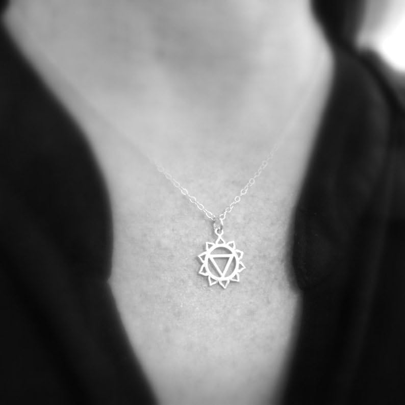 Collar de chakra del plexo solar de plata de ley con acabado chapado en plata LKBEADS 4