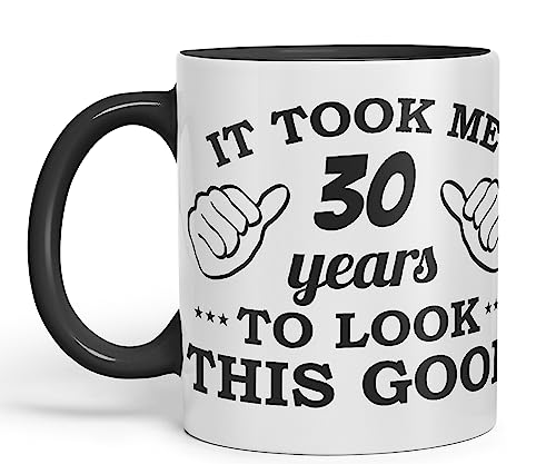 Vixar It Took me 30 Years to Look This Good Happy Birthday Ceramic Coloured Mug Cup Gift Coffee Tea (Black)